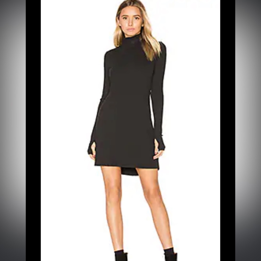 Michael Lauren Revolve mock neck black ribbed mini dress‎ small NWT
